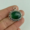 Vintage 925 Sterling Silver Green Agate Pendant