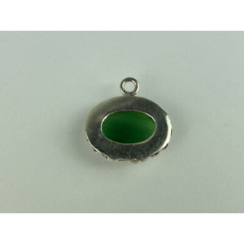 Vintage 925 Sterling Silver Green Agate Pendant