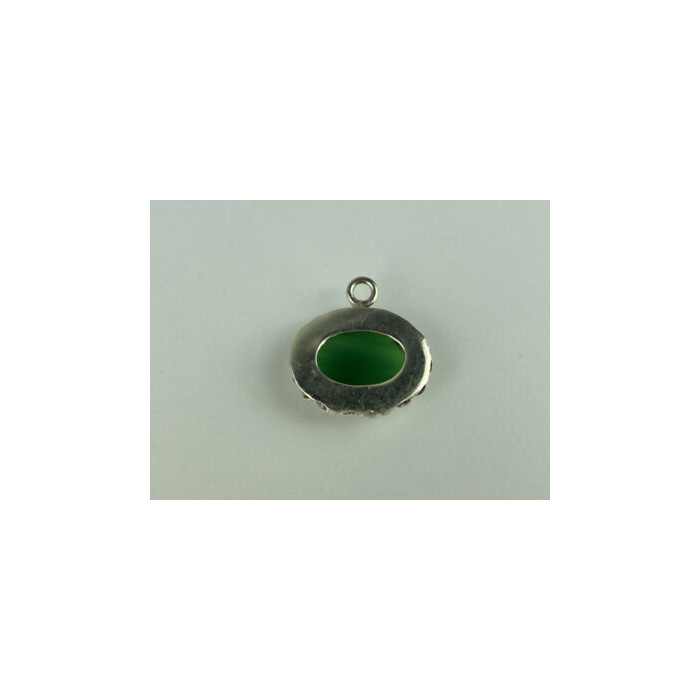 Vintage 925 Sterling Silver Green Agate Pendant