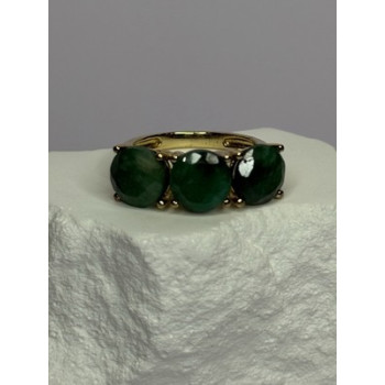 925 Sterling Silver Gold Plated Malachite Ring Size 7