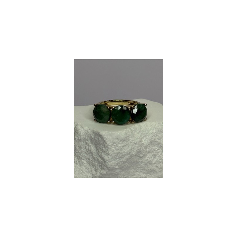 925 Sterling Silver Gold Plated Malachite Ring Size 7