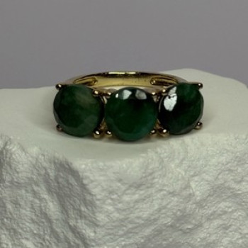925 Sterling Silver Gold Plated Malachite Ring Size 7