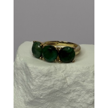 925 Sterling Silver Gold Plated Malachite Ring Size 7