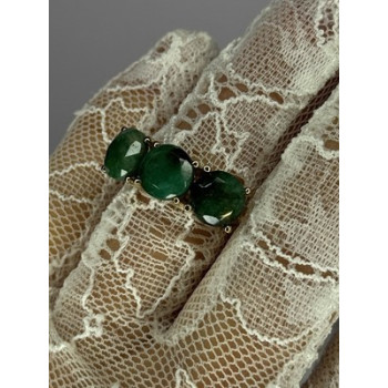 925 Sterling Silver Gold Plated Malachite Ring Size 7