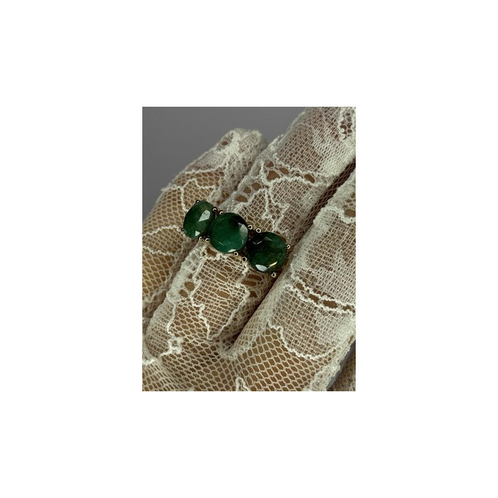 925 Sterling Silver Gold Plated Malachite Ring Size 7