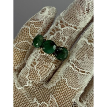 925 Sterling Silver Gold Plated Malachite Ring Size 7