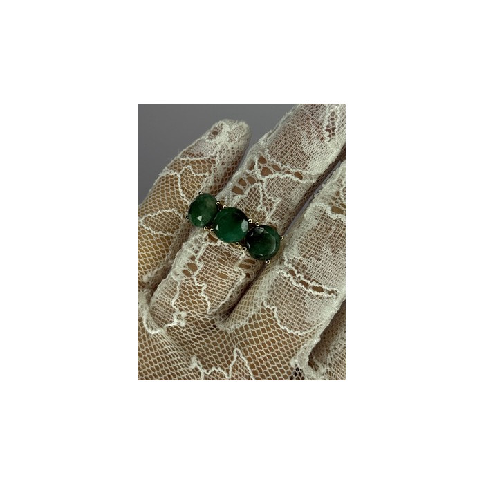 925 Sterling Silver Gold Plated Malachite Ring Size 7