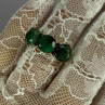 925 Sterling Silver Gold Plated Malachite Ring Size 7