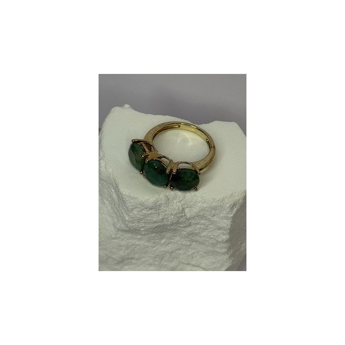 925 Sterling Silver Gold Plated Malachite Ring Size 7