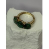 925 Sterling Silver Gold Plated Malachite Ring Size 7
