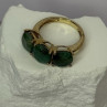 925 Sterling Silver Gold Plated Malachite Ring Size 7