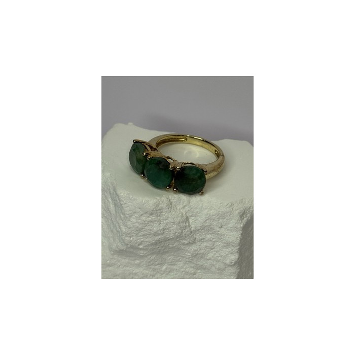 925 Sterling Silver Gold Plated Malachite Ring Size 7
