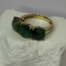 925 Sterling Silver Gold Plated Malachite Ring Size 7
