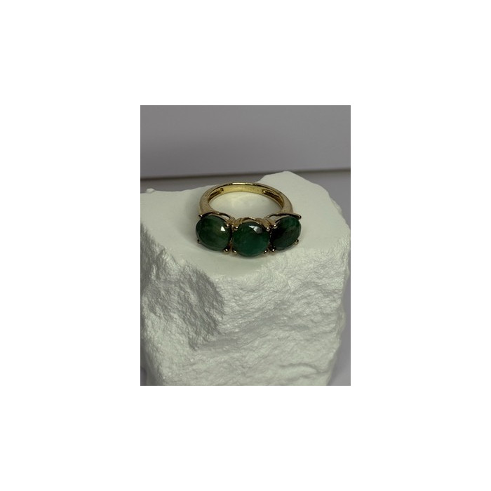925 Sterling Silver Gold Plated Malachite Ring Size 7