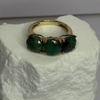 925 Sterling Silver Gold Plated Malachite Ring Size 7