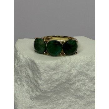 925 Sterling Silver Gold Plated Malachite Ring Size 7
