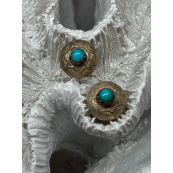 925 Sterling Silver Turquoise Earrings Length 0.4 Inch