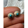 925 Sterling Silver Turquoise Earrings Length 0.4 Inch