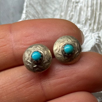 925 Sterling Silver Turquoise Earrings Length 0.4 Inch