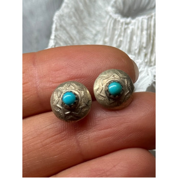 925 Sterling Silver Turquoise Earrings Length 0.4 Inch
