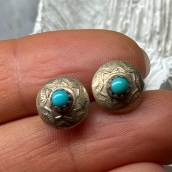 925 Sterling Silver Turquoise Earrings Length 0.4 Inch