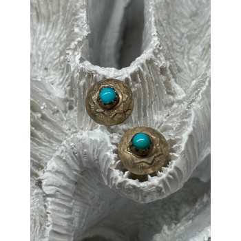 925 Sterling Silver Turquoise Earrings Length 0.4 Inch