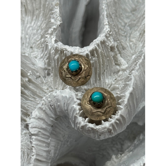 925 Sterling Silver Turquoise Earrings Length 0.4 Inch