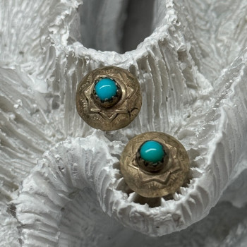 925 Sterling Silver Turquoise Earrings Length 0.4 Inch