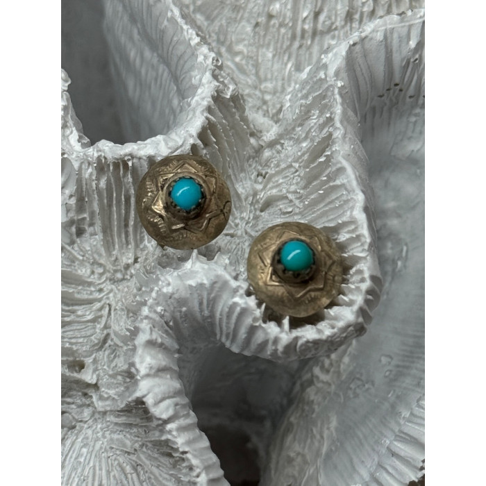 925 Sterling Silver Turquoise Earrings Length 0.4 Inch