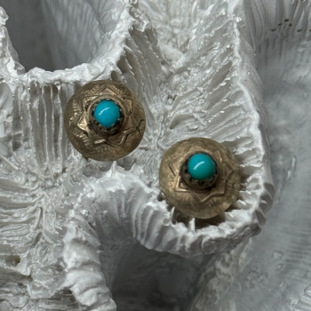925 Sterling Silver Turquoise Earrings Length 0.4 Inch