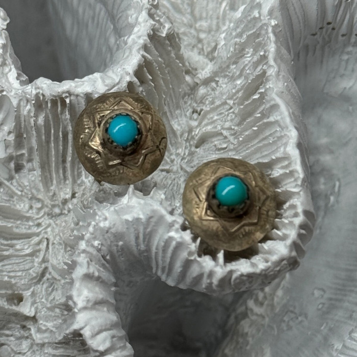 925 Sterling Silver Turquoise Earrings Length 0.4 Inch