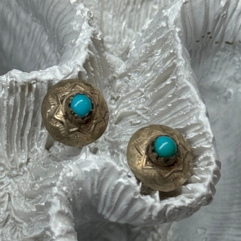925 Sterling Silver Turquoise Earrings Length 0.4 Inch