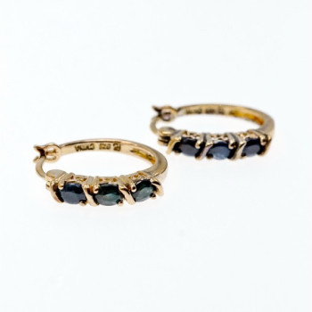 925 Sterling Silver Gold Plated Sapphires Earrings
