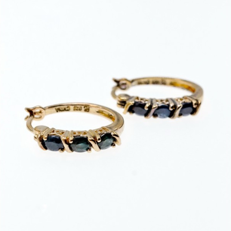 925 Sterling Silver Gold Plated Sapphires Earrings
