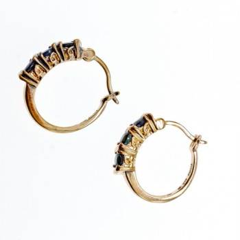 925 Sterling Silver Gold Plated Sapphires Earrings