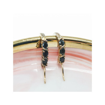 925 Sterling Silver Gold Plated Sapphires Earrings