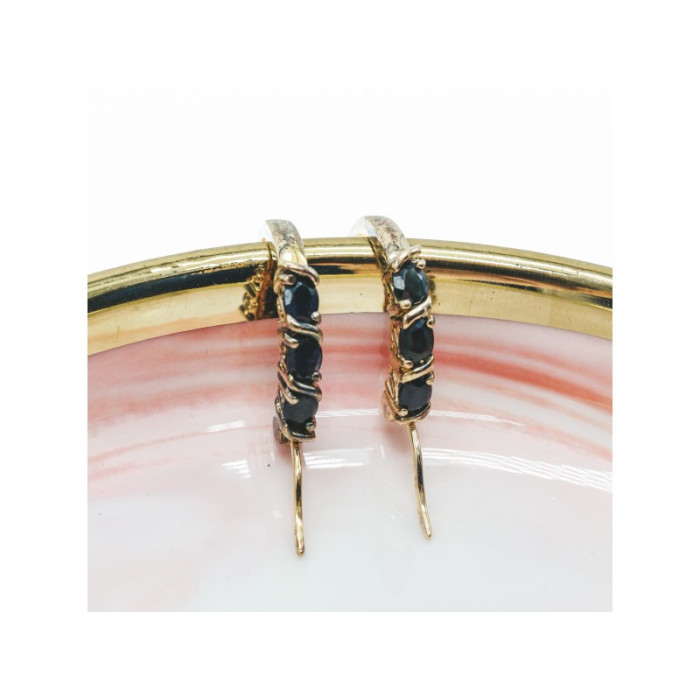925 Sterling Silver Gold Plated Sapphires Earrings