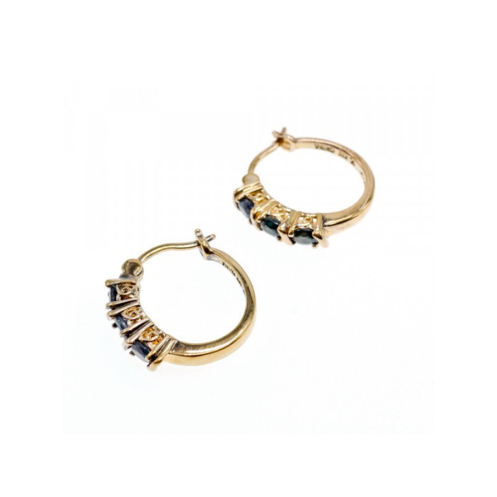 925 Sterling Silver Gold Plated Sapphires Earrings