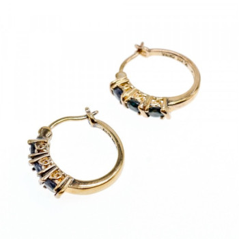 925 Sterling Silver Gold Plated Sapphires Earrings