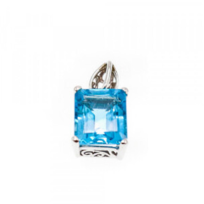 10K White Gold Topaz Pendant