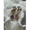 925 STERLING SILVER AMETHYST EARRINGS LENGTH 1 Inch