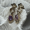 925 Sterling Silver Amethyst Earrings Length 1 Inch