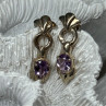 925 Sterling Silver Amethyst Earrings Length 1 Inch