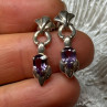 925 Sterling Silver Amethyst Earrings Length 1 Inch