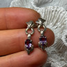 925 Sterling Silver Amethyst Earrings Length 1 Inch