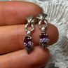 925 Sterling Silver Amethyst Earrings Length 1 Inch