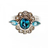 925 Sterling Silver Aquamarine & Goshenite Ring Size 9