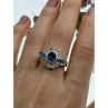 925 Sterling Silver Aquamarine & Goshenite Ring Size 9