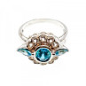925 Sterling Silver Aquamarine & Goshenite Ring Size 9