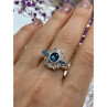 925 Sterling Silver Aquamarine & Goshenite Ring Size 9